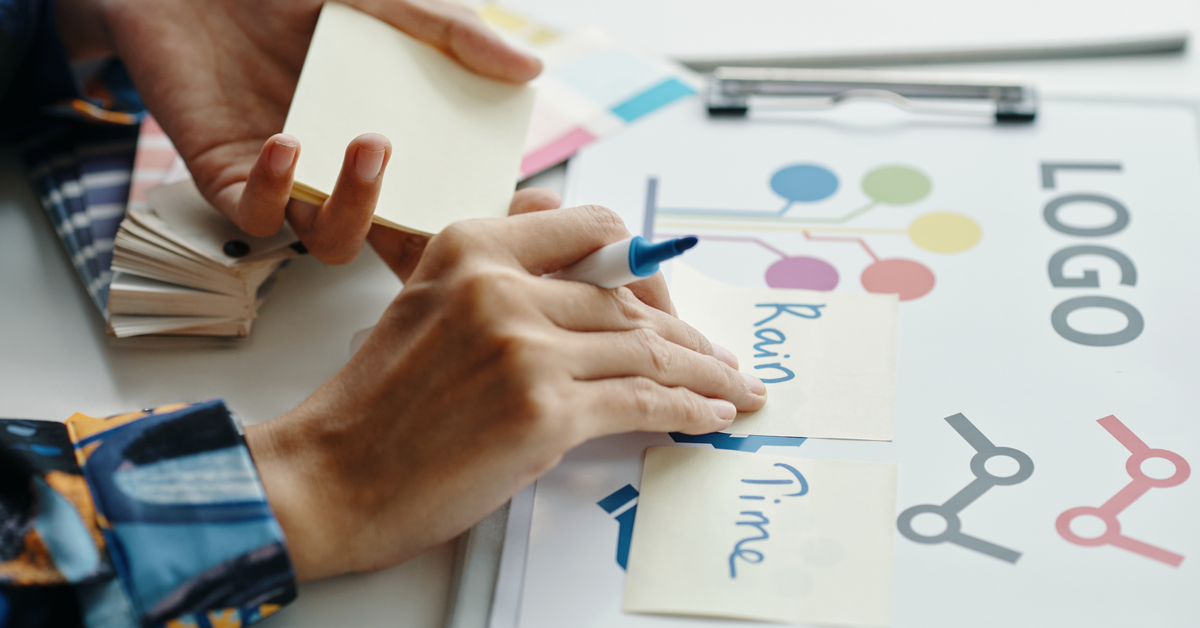 Brainstorming graphic designer at work