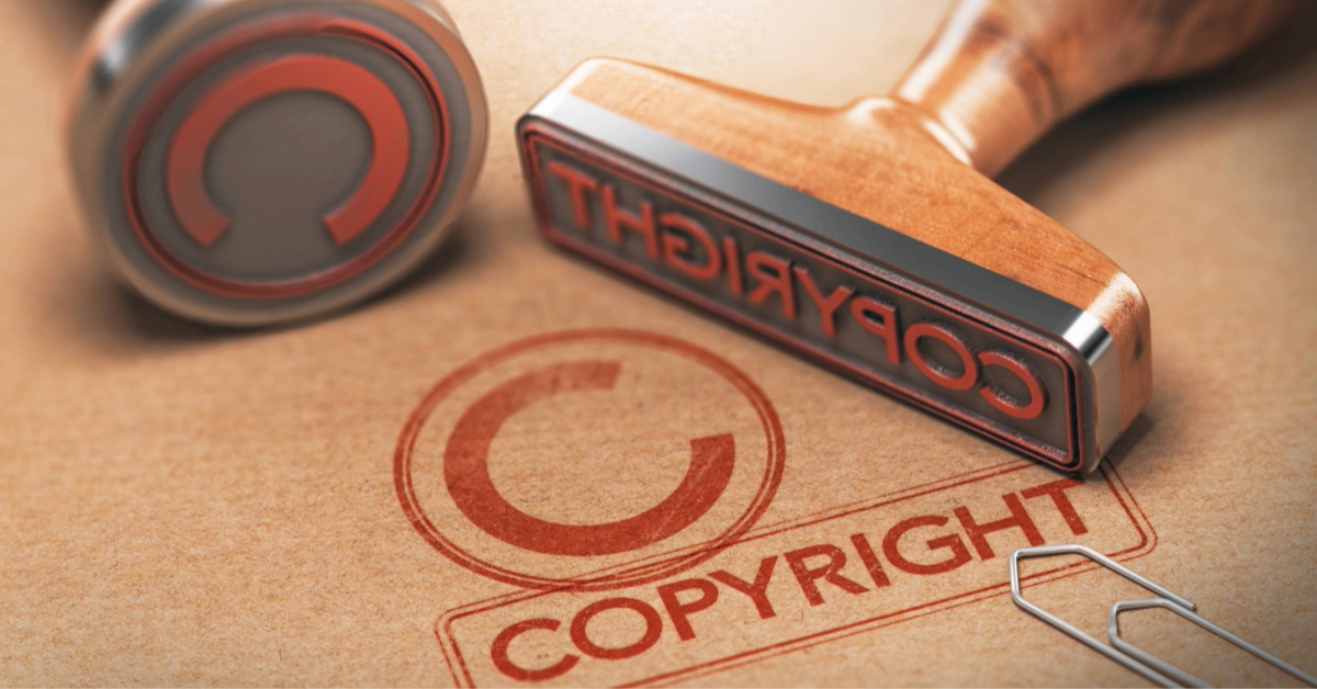Copyright stamps on brown paper