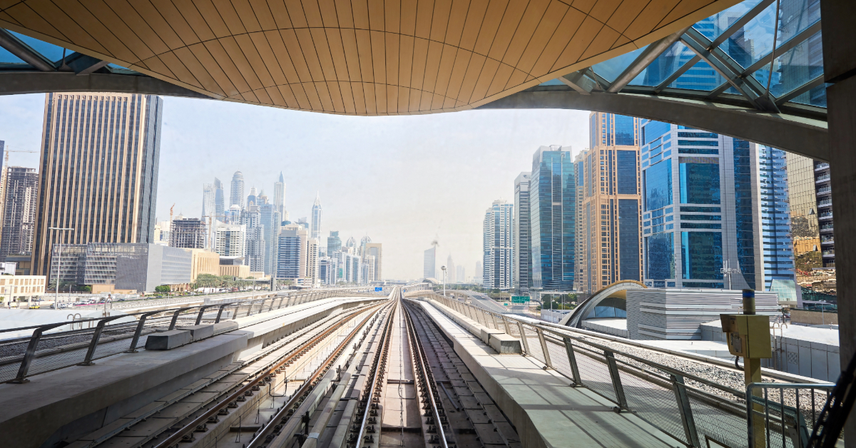 Dubai Metro rail at daylight
