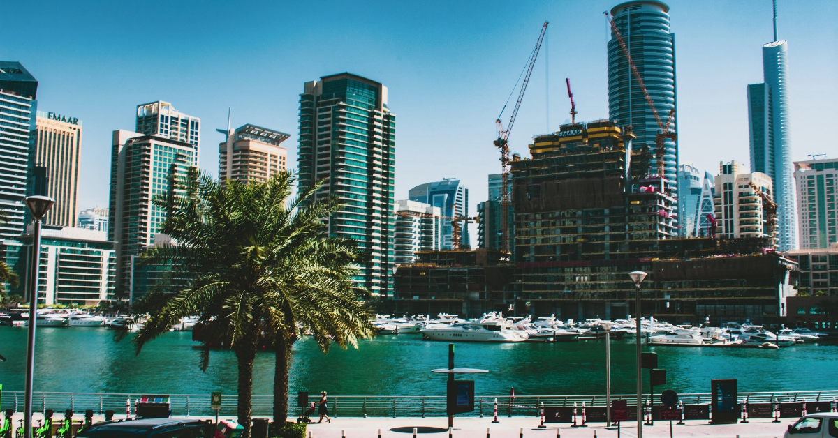 Modern business district in the UAE skyline