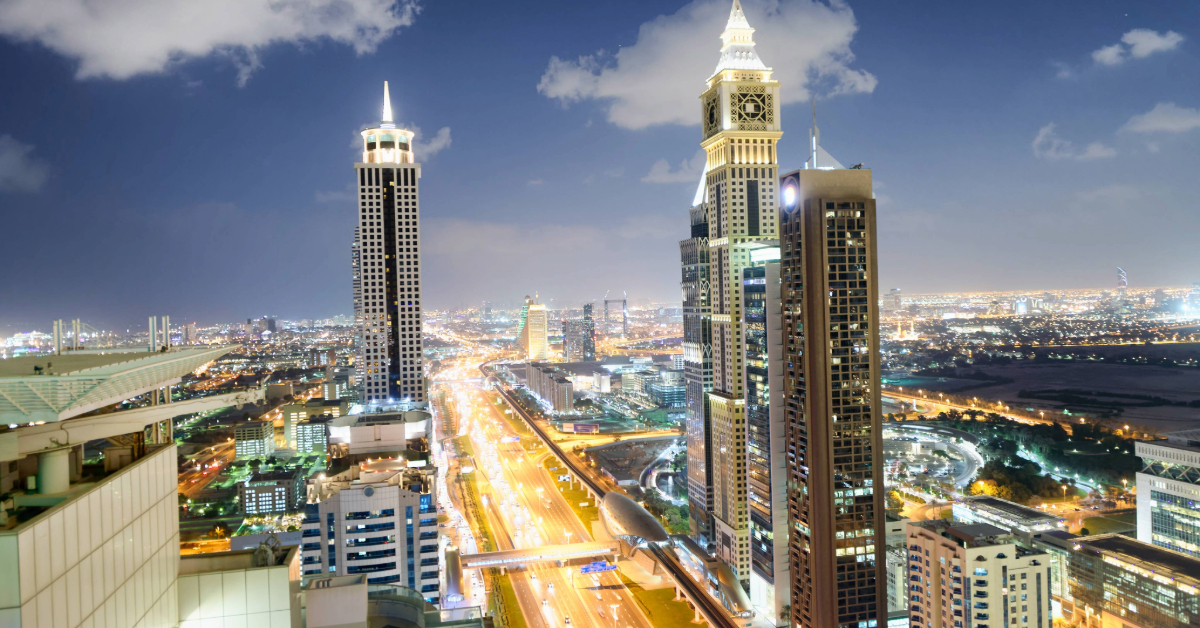 Downtown skyline along Sheikh Zayed Road