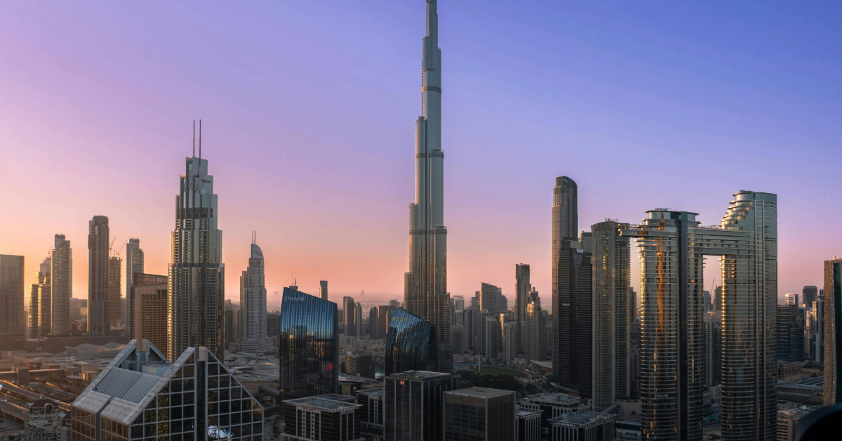 Stunning Dubai Skyline with Burj Khalifa at Sunrise