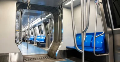 The interior of a metro train
