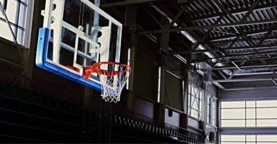 Basketball hoop in a game hall