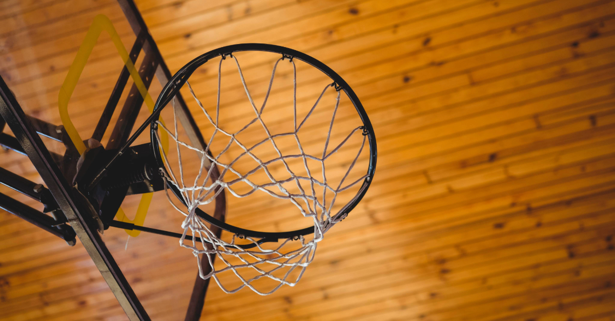 Low-angle view of basketball hoop