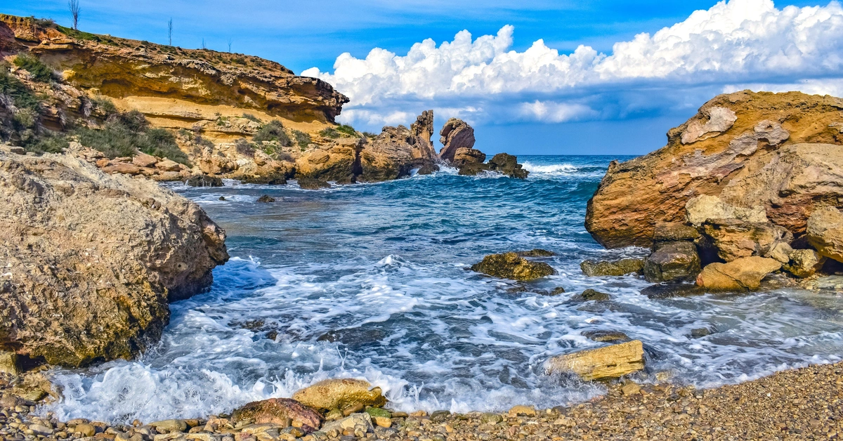 Rocks and cave at the Cove Beach