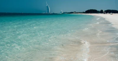 White sand on Dubai Beach near Al Arab Hotel