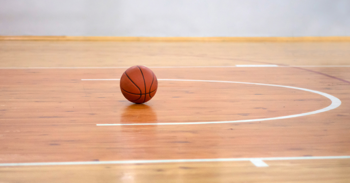 Ball on a basketball court