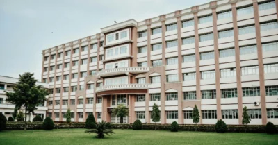 Modern school building in Ajman with green landscaping