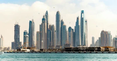 Stunning view of Dubai's iconic skyline with modern skyscrapers on a clear day