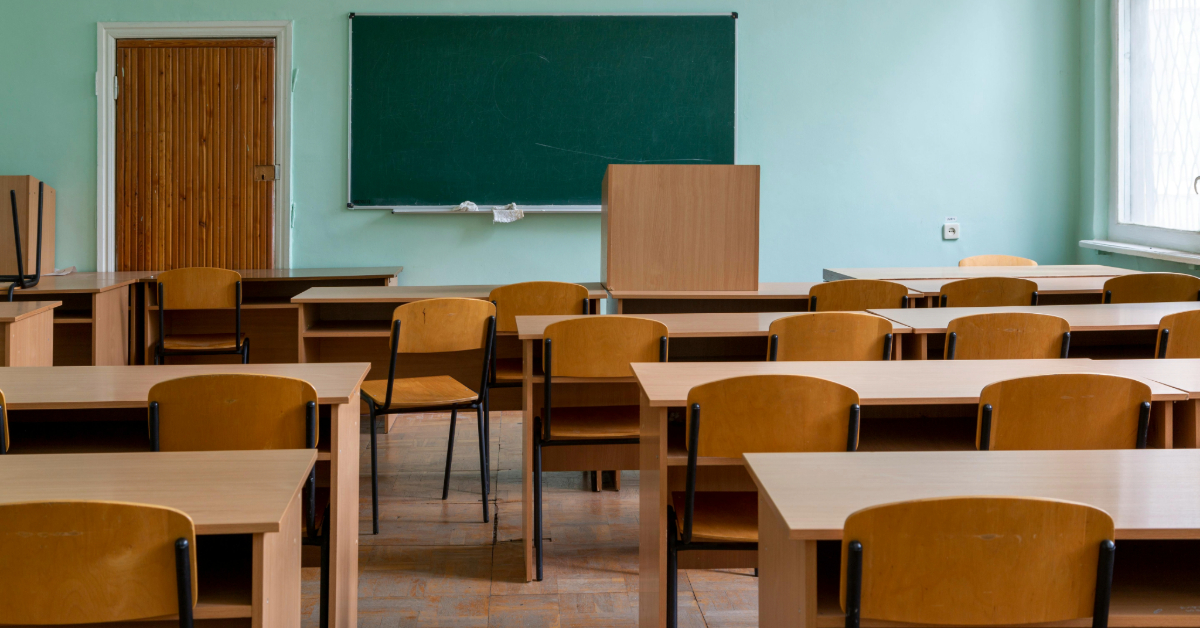 Classroom with desks