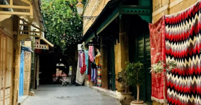 Historic interior of Souk Al Arsah Sharjah featuring traditional Emirati architecture