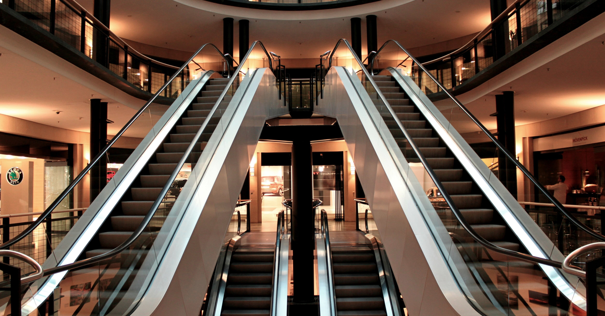 Escalators inside a mall