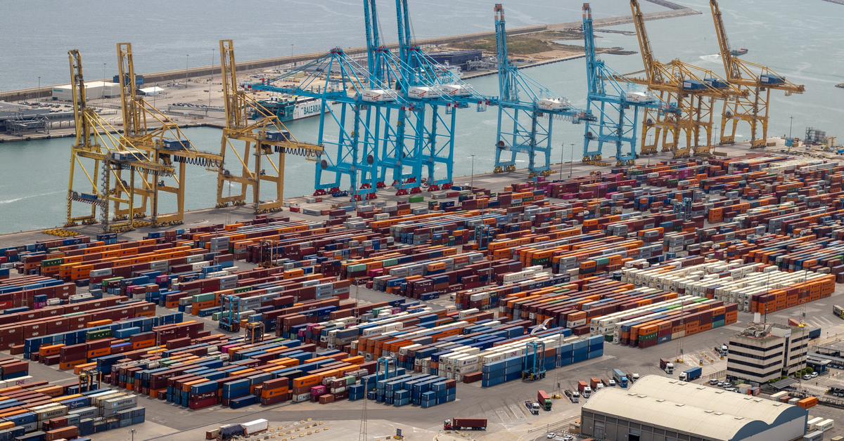 Shipping containers at a port