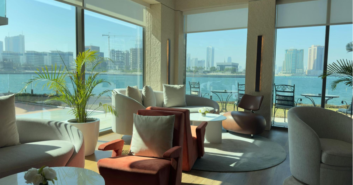 Luxury private banking lounge in Dubai with modern interior design
