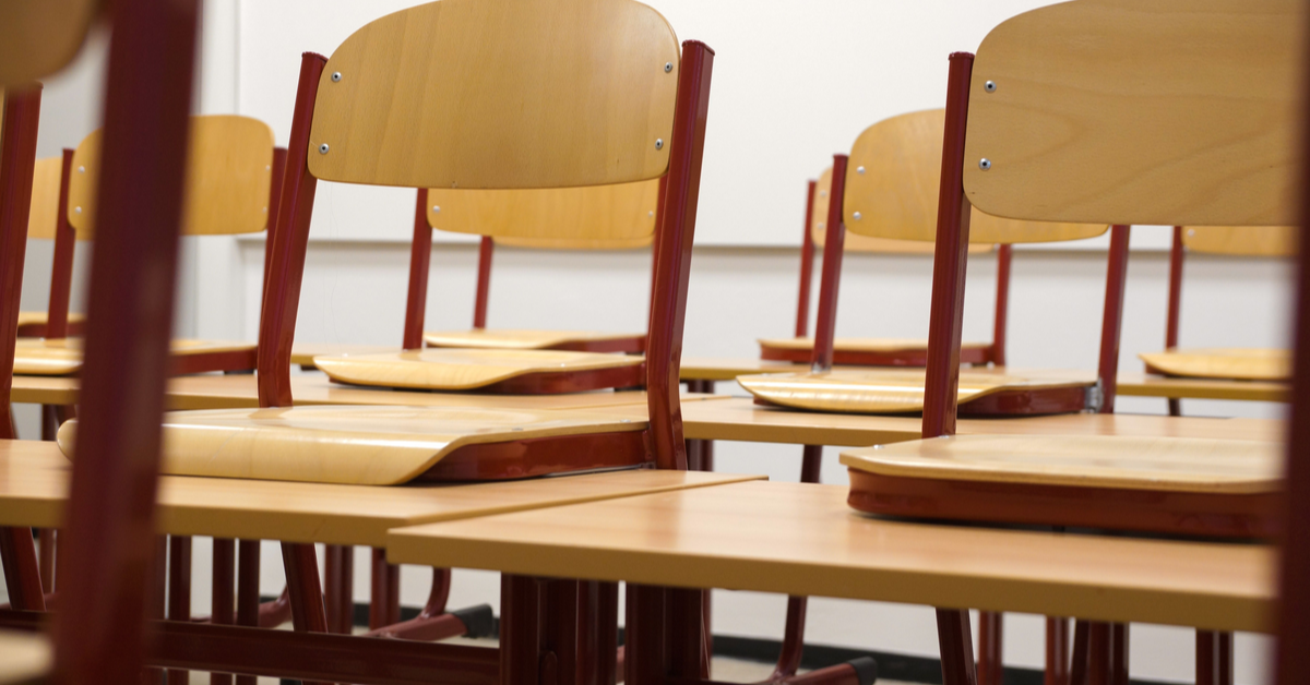 Close up on classroom chairs