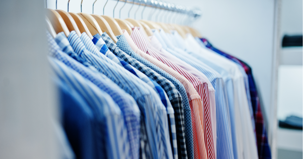 clothes on hangers in the dry clean