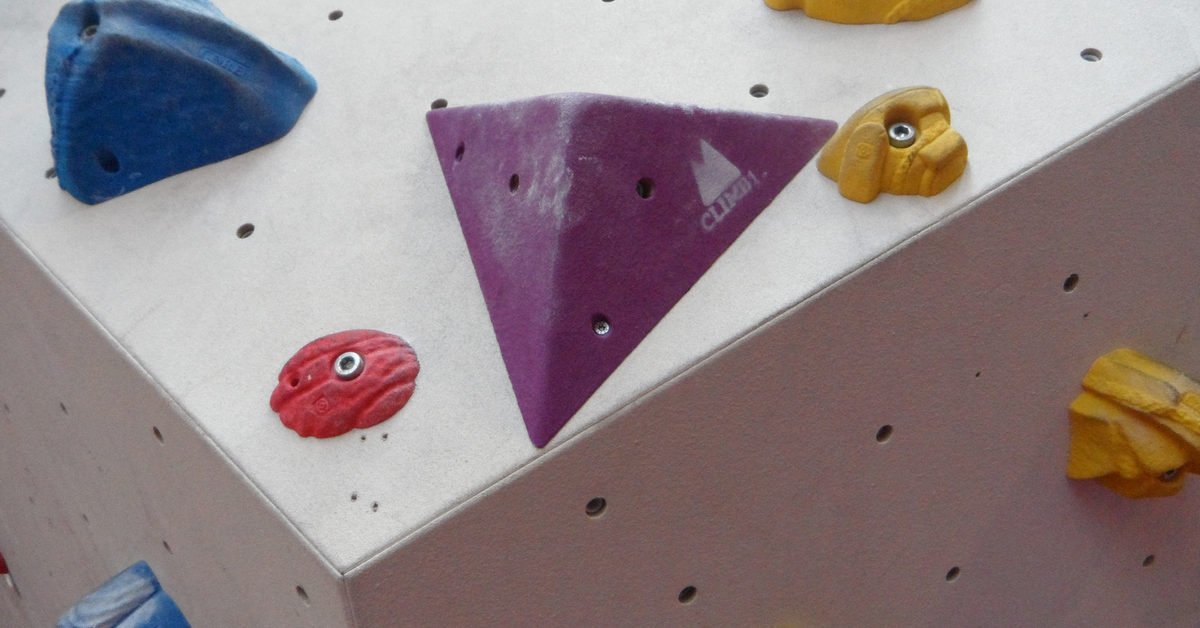 Close-up of a rock-climbing wall