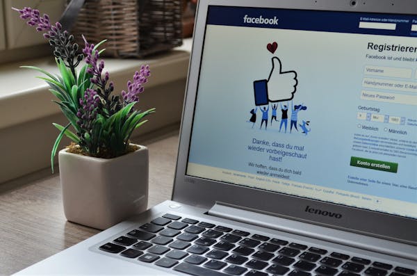 Close-up of a laptop displaying the Facebook login page, highlighting its potential as a digital platform for business growth, especially for real estate professionals seeking to connect with clients.
