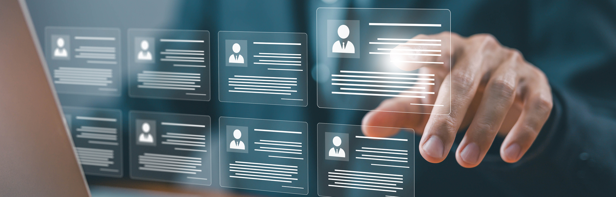 UAE real estate CRM dashboard concept with agent selecting digital client profiles—lead generation vs lead qualification, SLAs, PF Expert insights, WhatsApp workflows for a conversion engine
