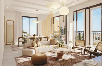 Living Room image for: Apartment - 1 Bedroom - 2 Bathrooms for sale in Bloom Living - Zayed City (Khalifa City C) - Khalifa City - Abu Dhabi, Image 1