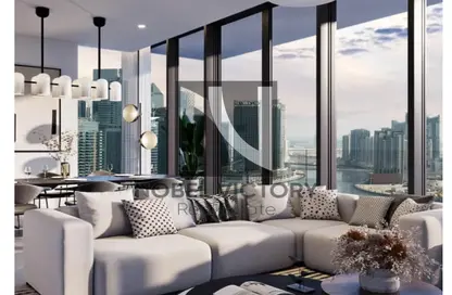 Living Room image for: Apartment - 1 Bedroom - 2 Bathrooms for sale in Peninsula Four - Peninsula - Business Bay - Dubai, Image 1