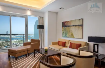 Living Room image for: Apartment - 1 Bedroom - 2 Bathrooms for rent in Al Sufouh 1 - Al Sufouh - Dubai, Image 1