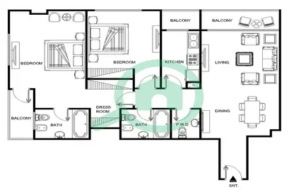 Apartment - 2 Bedrooms - 3 Bathrooms for rent in Scala Tower - Business Bay - Dubai