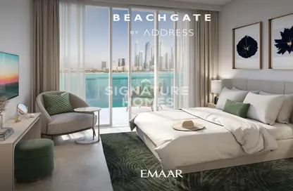Room / Bedroom image for: Apartment - 3 Bedrooms - 3 Bathrooms for sale in Beachgate by Address - EMAAR Beachfront - Dubai Harbour - Dubai, Image 1