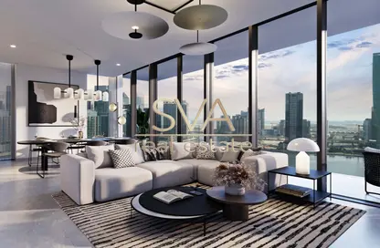 Living Room image for: Apartment - 2 Bedrooms - 3 Bathrooms for sale in Peninsula Four - Peninsula - Business Bay - Dubai, Image 1