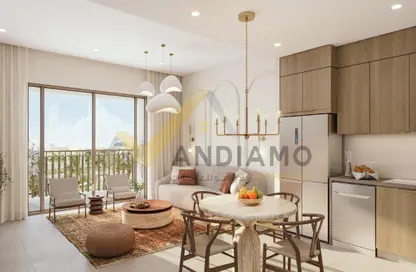 Living / Dining Room image for: Apartment - 3 Bedrooms - 4 Bathrooms for sale in Bloom Living - Zayed City (Khalifa City C) - Khalifa City - Abu Dhabi, Image 1