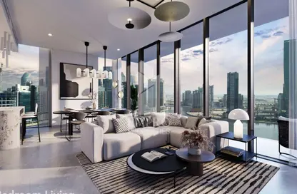 Living Room image for: Apartment - 1 Bedroom - 2 Bathrooms for sale in Peninsula Four - Peninsula - Business Bay - Dubai, Image 1