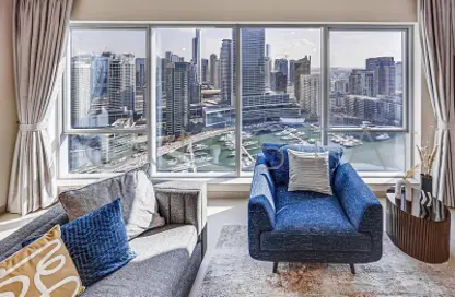Living Room image for: Apartment - 3 Bedrooms - 3 Bathrooms for rent in Paloma Tower - Marina Promenade - Dubai Marina - Dubai, Image 1