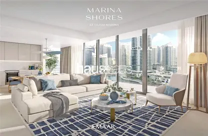Living Room image for: Apartment - 3 Bedrooms - 4 Bathrooms for sale in Marina Shores - Dubai Marina - Dubai, Image 1