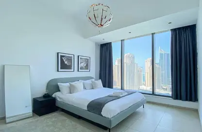 Room / Bedroom image for: Apartment - 1 Bedroom - 2 Bathrooms for rent in Silverene - Dubai Marina - Dubai, Image 1