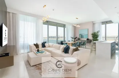 Living / Dining Room image for: Apartment - 3 Bedrooms - 3 Bathrooms for rent in Beach Isle - EMAAR Beachfront - Dubai Harbour - Dubai, Image 1