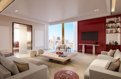Living Room image for: Apartment - 3 Bedrooms - 4 Bathrooms for sale in Baccarat Hotel and Residences - Burj Khalifa Area - Downtown Dubai - Dubai, Image 1