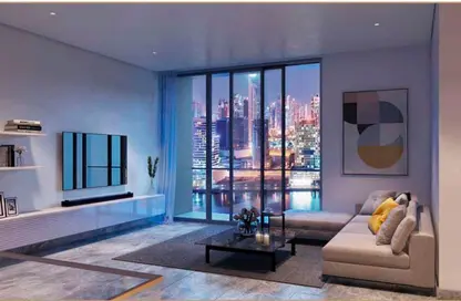 Living Room image for: Apartment - 1 Bedroom - 2 Bathrooms for sale in Peninsula Five - Peninsula - Business Bay - Dubai, Image 1