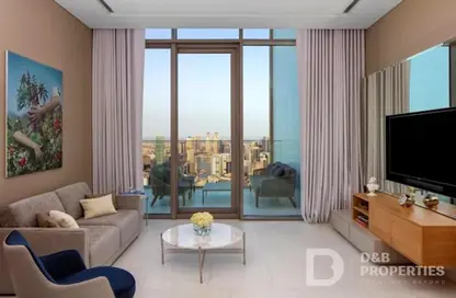 Living Room image for: Apartment - 1 Bathroom for sale in SLS Dubai Hotel  and  Residences - Business Bay - Dubai, Image 1