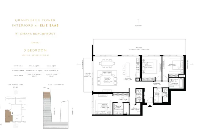 Apartment - 3 Bedrooms - 4 Bathrooms for sale in Grand Bleu Tower - EMAAR Beachfront - Dubai Harbour - Dubai