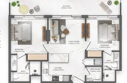 Apartment - 2 Bedrooms - 2 Bathrooms for sale in One Central - RAK Central - Ras Al Khaimah