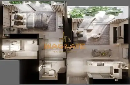 3D Floor Plan image for: Apartment - 1 Bedroom - 2 Bathrooms for sale in Amal Tower - Dubai Sports City - Dubai, Image 1