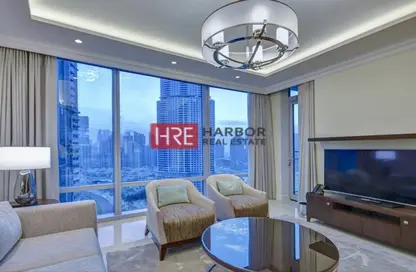 Living Room image for: Apartment - 1 Bedroom - 2 Bathrooms for rent in The Address Residence Fountain Views 2 - The Address Residence Fountain Views - Downtown Dubai - Dubai, Image 1