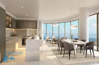 Living / Dining Room image for: Apartment - 1 Bedroom - 2 Bathrooms for sale in Grand Bleu Tower 2 - EMAAR Beachfront - Dubai Harbour - Dubai, Image 1