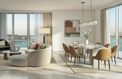 Living / Dining Room image for: Apartment - 2 Bedrooms - 2 Bathrooms for sale in Beachgate by Address - EMAAR Beachfront - Dubai Harbour - Dubai, Image 1