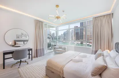 Room / Bedroom image for: Apartment - 3 Bedrooms - 3 Bathrooms for rent in Marina Quays North - Marina Quays - Dubai Marina - Dubai, Image 1