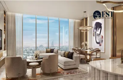 Living / Dining Room image for: Apartment - 2 Bedrooms - 3 Bathrooms for sale in Fairmont Residences Dubai Skyline - Al Sufouh 1 - Al Sufouh - Dubai, Image 1
