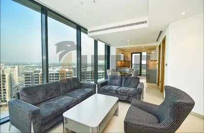Living Room image for: Apartment - 2 Bedrooms - 2 Bathrooms for sale in Sobha Hartland Waves - Sobha Hartland - Mohammed Bin Rashid City - Dubai, Image 1
