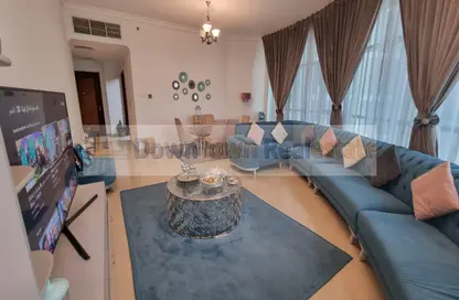 Living / Dining Room image for: Apartment - 3 Bedrooms - 4 Bathrooms for sale in Conquer Tower - Sheikh Maktoum Bin Rashid Street - Ajman, Image 1
