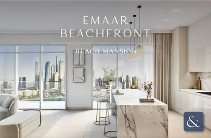 Living / Dining Room image for: Apartment - 2 Bedrooms - 2 Bathrooms for sale in Beach Mansion - EMAAR Beachfront - Dubai Harbour - Dubai, Image 1